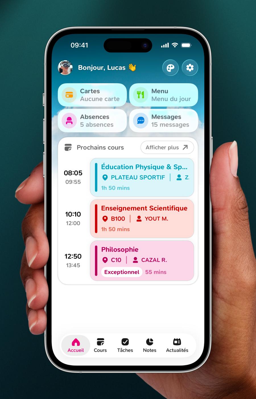 Interface de l'application papillon
